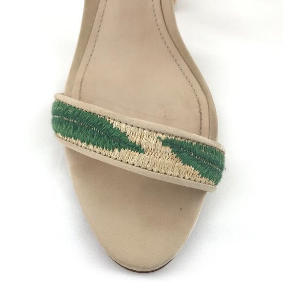 Schutz Pollyana Chunky Heel Green Leaf Design Sandals - Picture 12 of 14